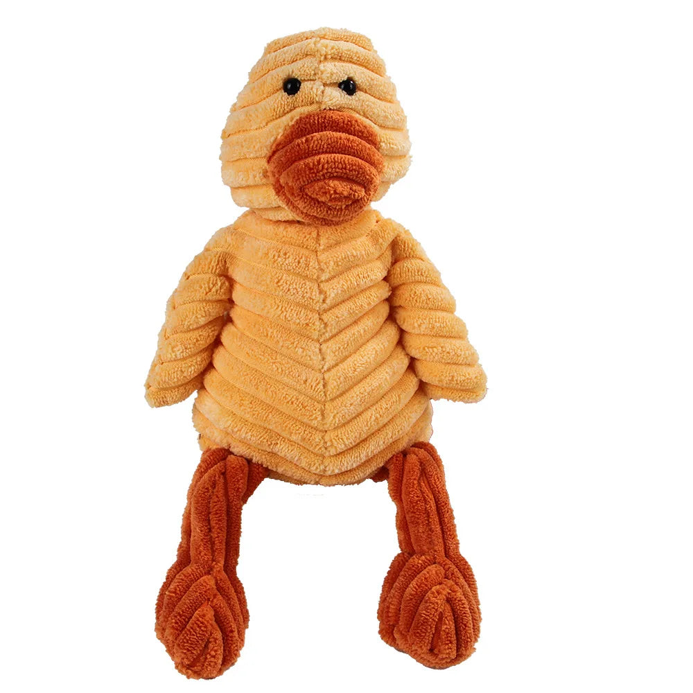 Dilly the Duck, squeaky plush dog toy