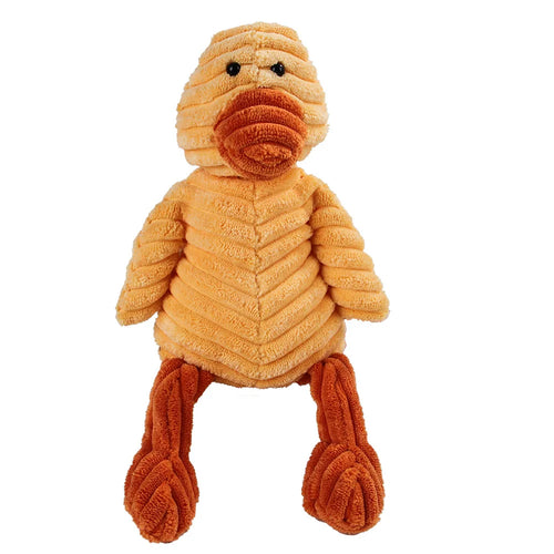 Dilly the Duck, squeaky plush dog toy