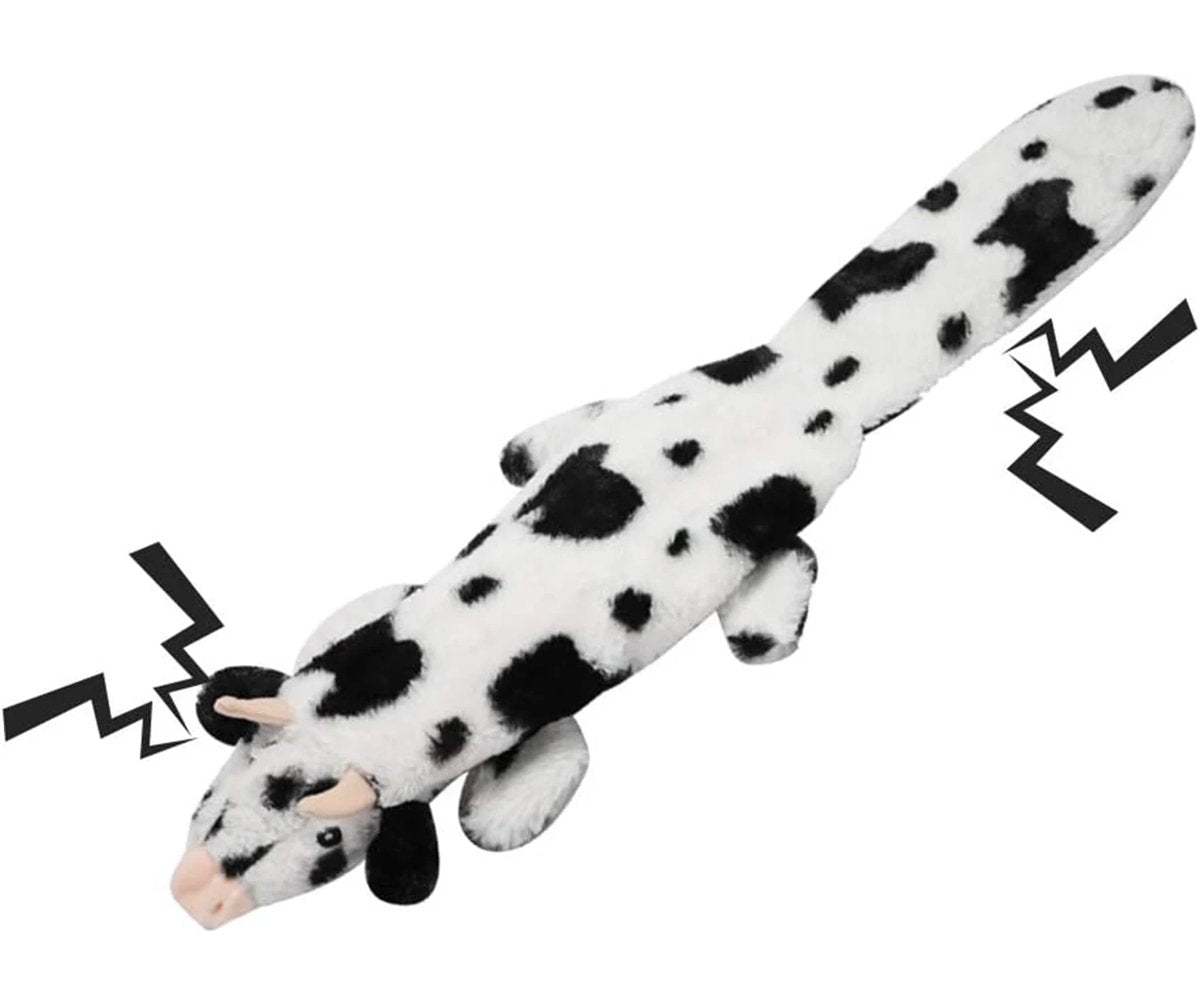 Clover the Cow, no-stuffing crinkle plush dog toy
